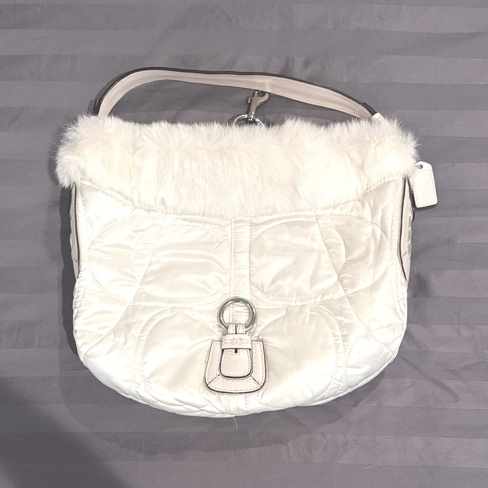 Coach beautiful White Fur-Trimmed vintage bag